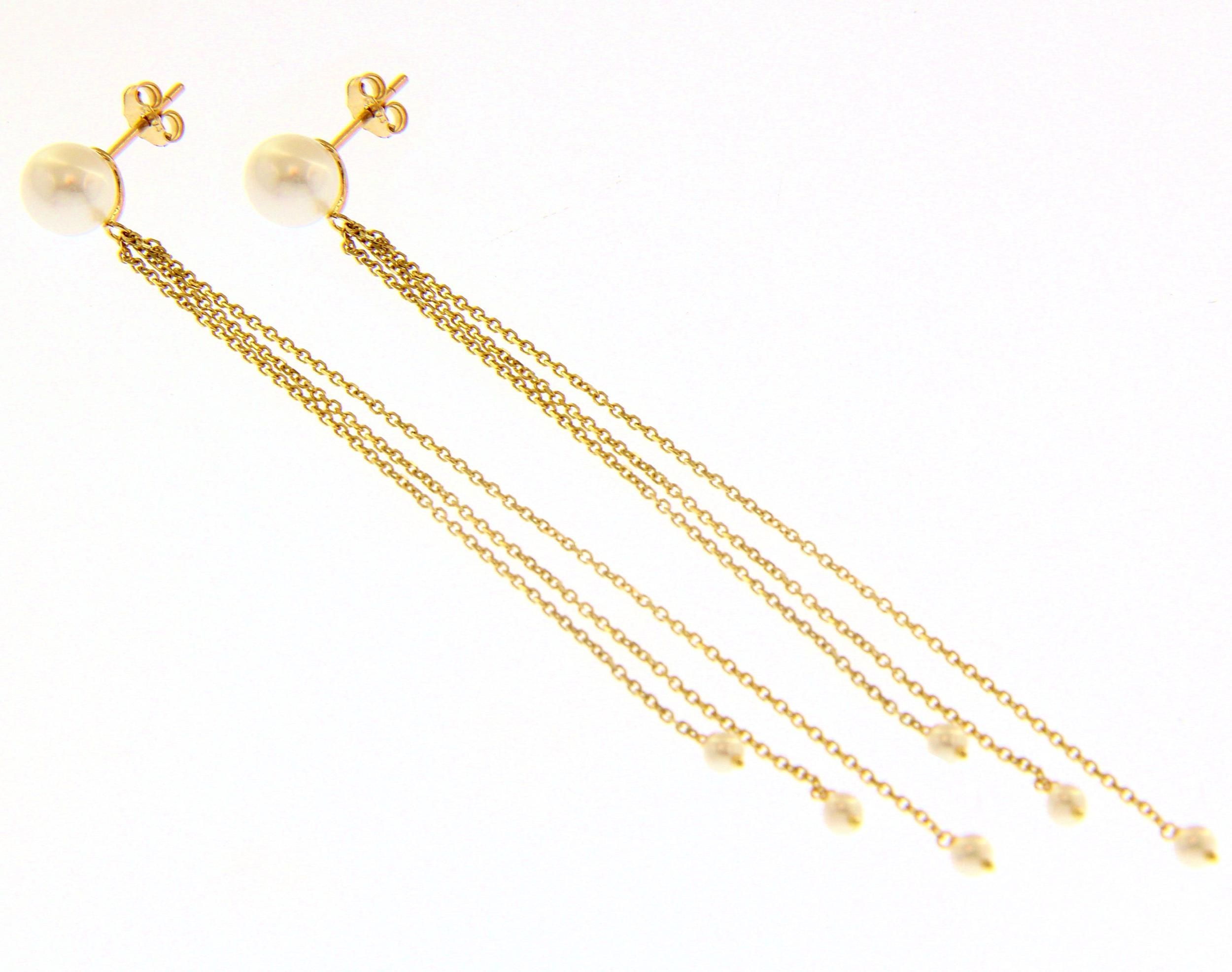 Orecchini pendenti in oro giallo k14 con perle(code S225816)
